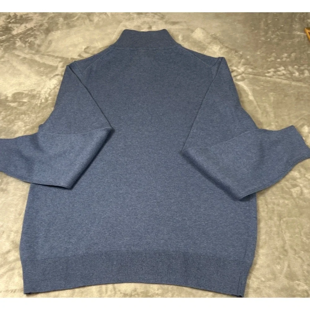 J.Crew Cotton Quarter Zip Sweater Heather Blue Mock Neck Pullover Mens L NWT